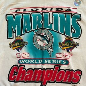 Vintage 1997 FLORIDA MARLINS World Series Champions Tee T-Shirt XL NEW w/STICKER